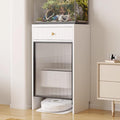 Meuble de rangement avec des dimensions annoncees de 60  x  50  x  105 cm, coloris blanc
