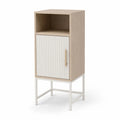 Table de chevet haute avec rangement 40 x 35 x 80 cm en panneaux de particules blanc et chene clair