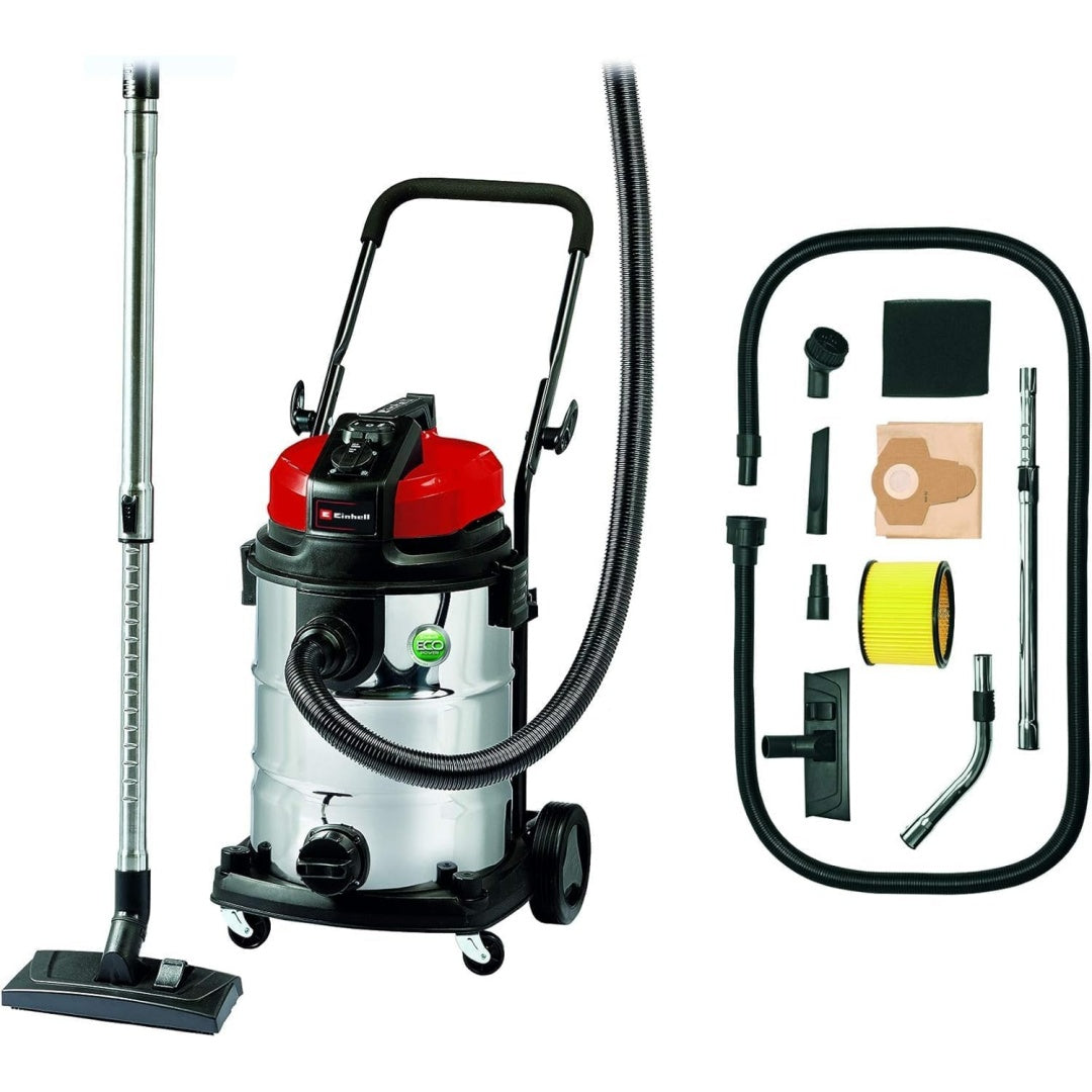 Aspirateur pour liquides et poussieres avec un corps en acier inoxydable
