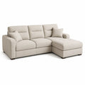 Canape d'angle 3 places avec meridienne droite 250 x 160 cm en polyester beige