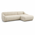 Canape d'angle droit 4 places avec meridienne en polyester boucle beige 280 x 170 x 78 cm