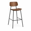 Tabouret de bar avec dossier en contreplaque finition noyer brun 50 x 52 x 96 cm