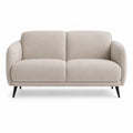 Canape 2 places droit en polyester beige avec pieds en acier noir 140 x 80 x 82 cm