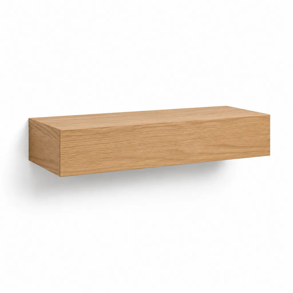 Etagere murale flottante rectangulaire en panneau MDF melamine decor chene naturel 80 x 25 x 10 cm