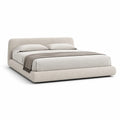 Cadre de lit double rembourre 160 x 200 cm en polyester boucle rectangulaire beige creme