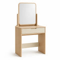 Coiffeuse avec miroir rectangulaire et tiroir 80 x 45 x 145 cm MDF decor chene clair