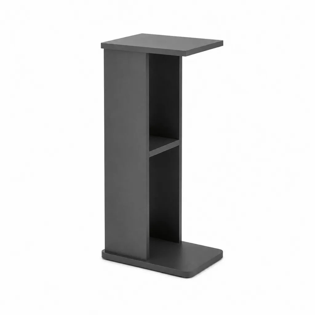 Table de bar haute avec etageres en panneaux de particules noire 40 x 30 x 80 cm