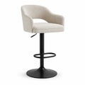 Tabouret de bar reglable avec accoudoirs en polyester beige et acier noir 60 x 57 x 91-112 cm