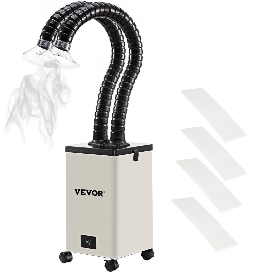 Extracteur de fumee avec une puissance annoncee de 150 W et une vitesse reglable