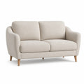 Canape 2 places droit 160 x 85 x 85 cm en polyester beige avec pieds en bois massif