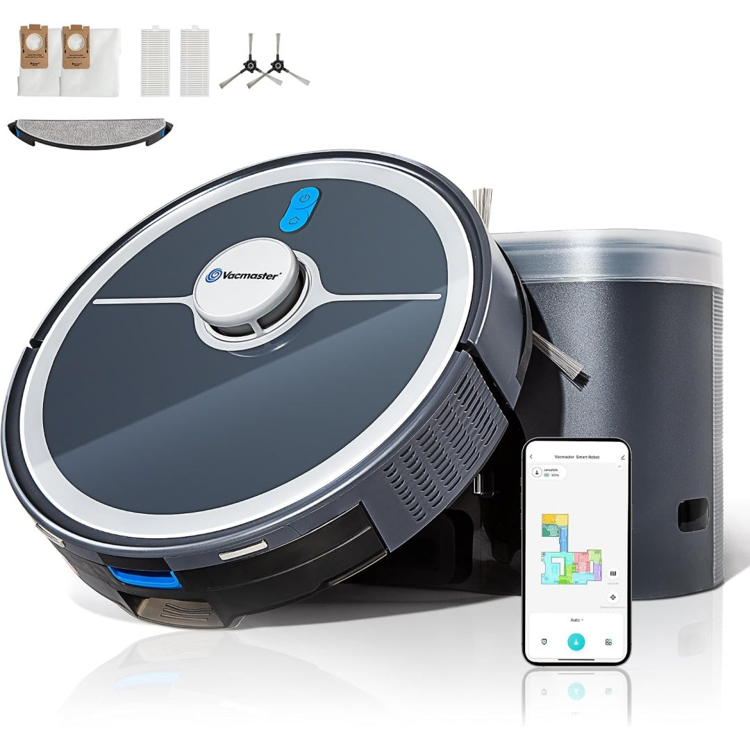 Aspirateur robotise avec collecteur associant une navigation laser et un reglage par application