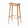 Tabouret de bar en bois massif d'hevea avec repose-pieds naturel 41 x 39 x 75 cm
