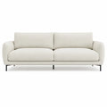 Canape droit 3 places en polyester creme 220 x 92 x 83 cm