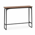 Table de bar rectangulaire 120 x 40 x 105 cm plateau effet noyer pietement acier noir