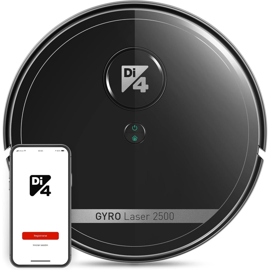 Robot de nettoyage des sols, coloris noir, avec un reglage par application