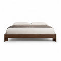 Cadre de lit plateforme 160 x 200 cm en bois massif rectangulaire marron fonce