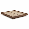 Cadre de lit plateforme rectangulaire 160 x 200 cm en MDF plaque noyer brun avec sommier a lattes