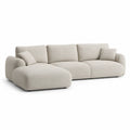 Canape d'angle 3 places avec meridienne gauche en polyester beige 300 x 165 x 78 cm