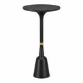 Table de bar ronde O 60 cm en pierre frittee et acier noir et or H 105 cm