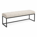 Banc de lit rembourre 120 x 40 x 45 cm en polyester beige avec structure en acier noir