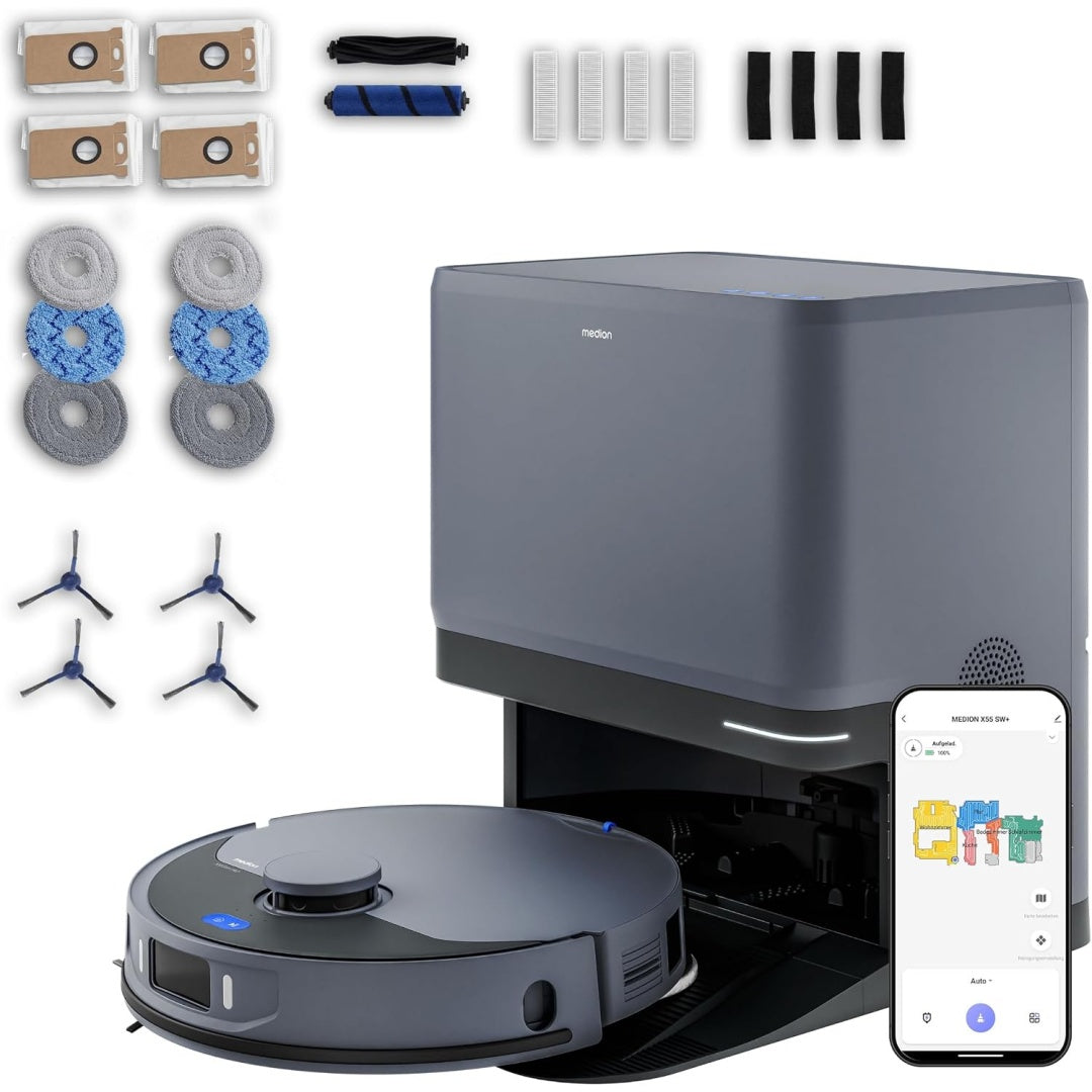 Ce robot et base de vidage combine un mouvement rotatif et une aspiration annoncee de 000 Pa
