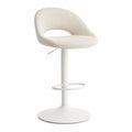 Tabouret de bar reglable pivotant en polyester blanc avec base ronde en acier 52 x 50 x 84-106 cm