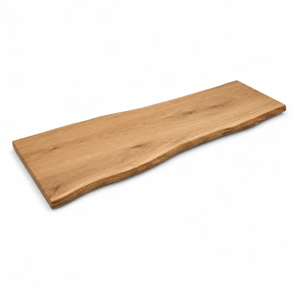 Tablette d'etagere en chene massif bord naturel rectangulaire chene clair 100 x 40 x 4 cm