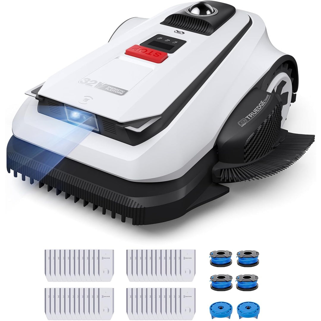 Tondeuse a gazon avec un mouvement rotatif et une detection des obstacles