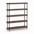 Etagere de rangement 5 niveaux 80 x 30 x 160 cm en panneaux MDF finition noyer et acier noir