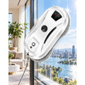 Robot nettoyeur de fenetres associant des elements lavables et le nettoyage des surfaces vitrees